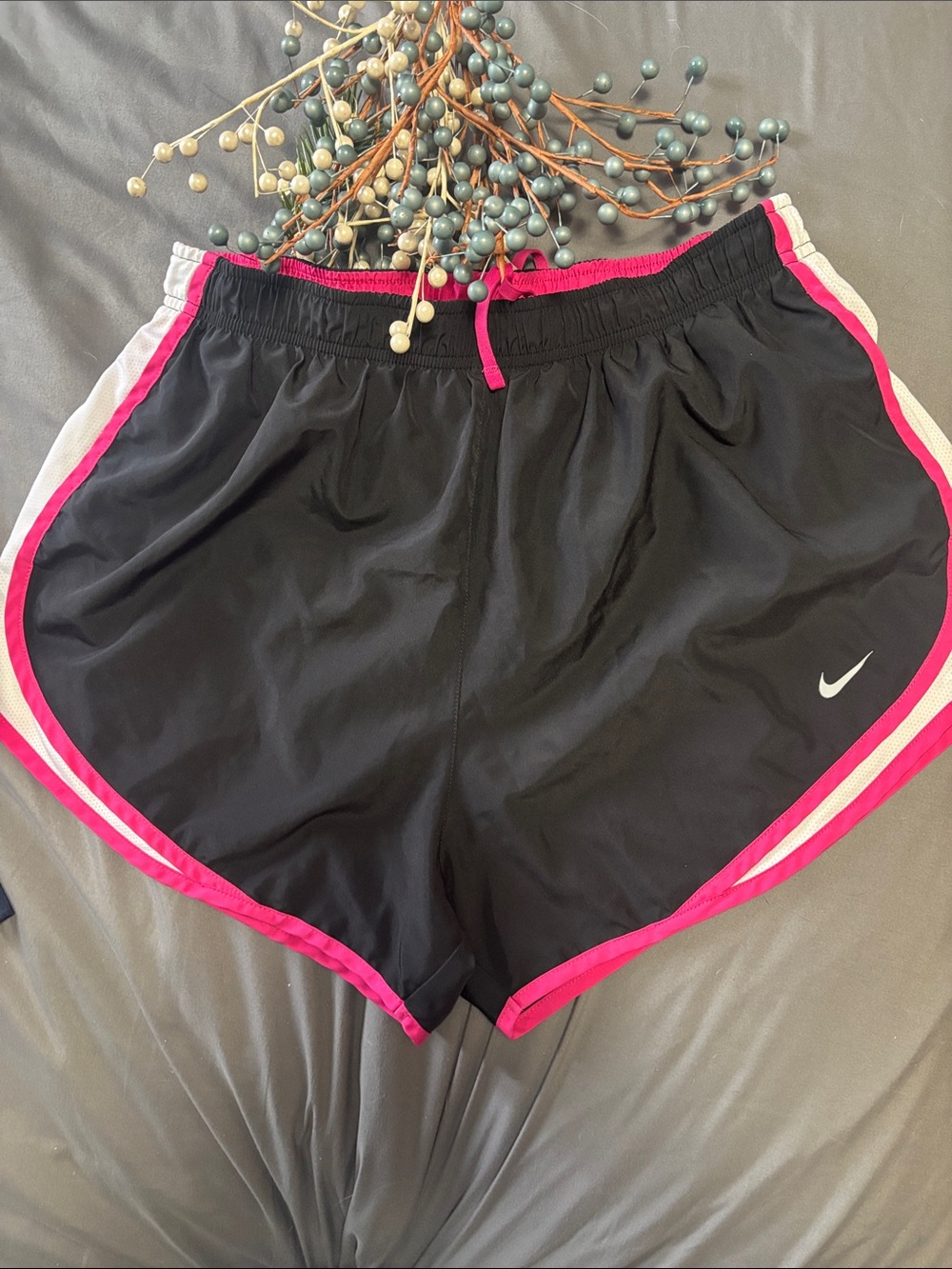 Nike Black Shorts with Pink Trim and White Accents